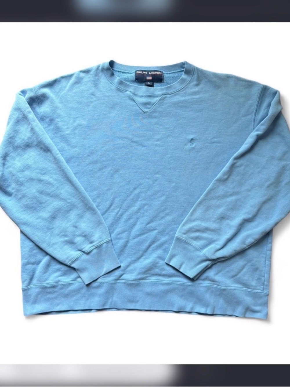 Vintage Ralph Lauren Light Blue Cotton Crewneck Sweatshirt